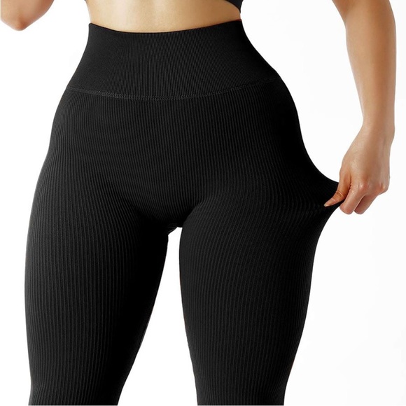 Amazon Women Ribbed Seamless Leggings High Waisted Size Large - Picture 2 of 4